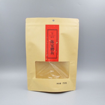 **皮紙自立拉鏈開窗袋